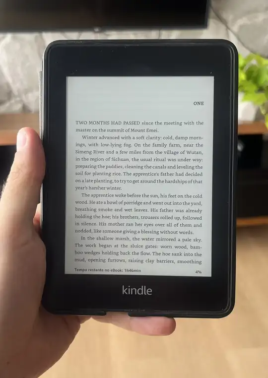 Opening page of chapter one of Kill Your Dreams on a Kindle