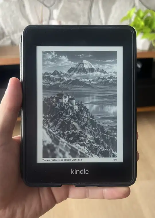 Illustration of Mount Kailash in Tibet on a Kindle screen