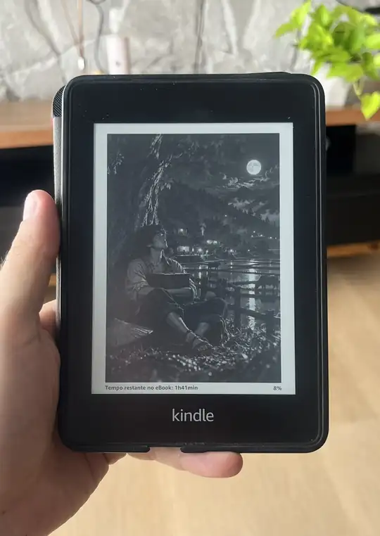 Illustration of the apprentice under the moonlight on a Kindle screen