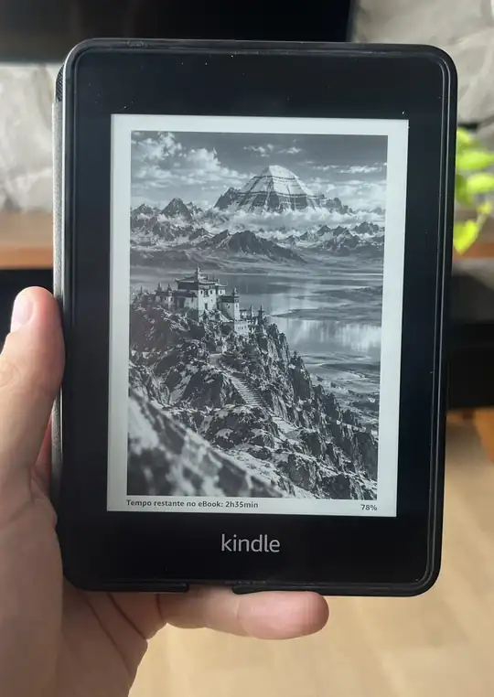 Ilustración del Monte Kailash en el Tíbet en la pantalla de un Kindle